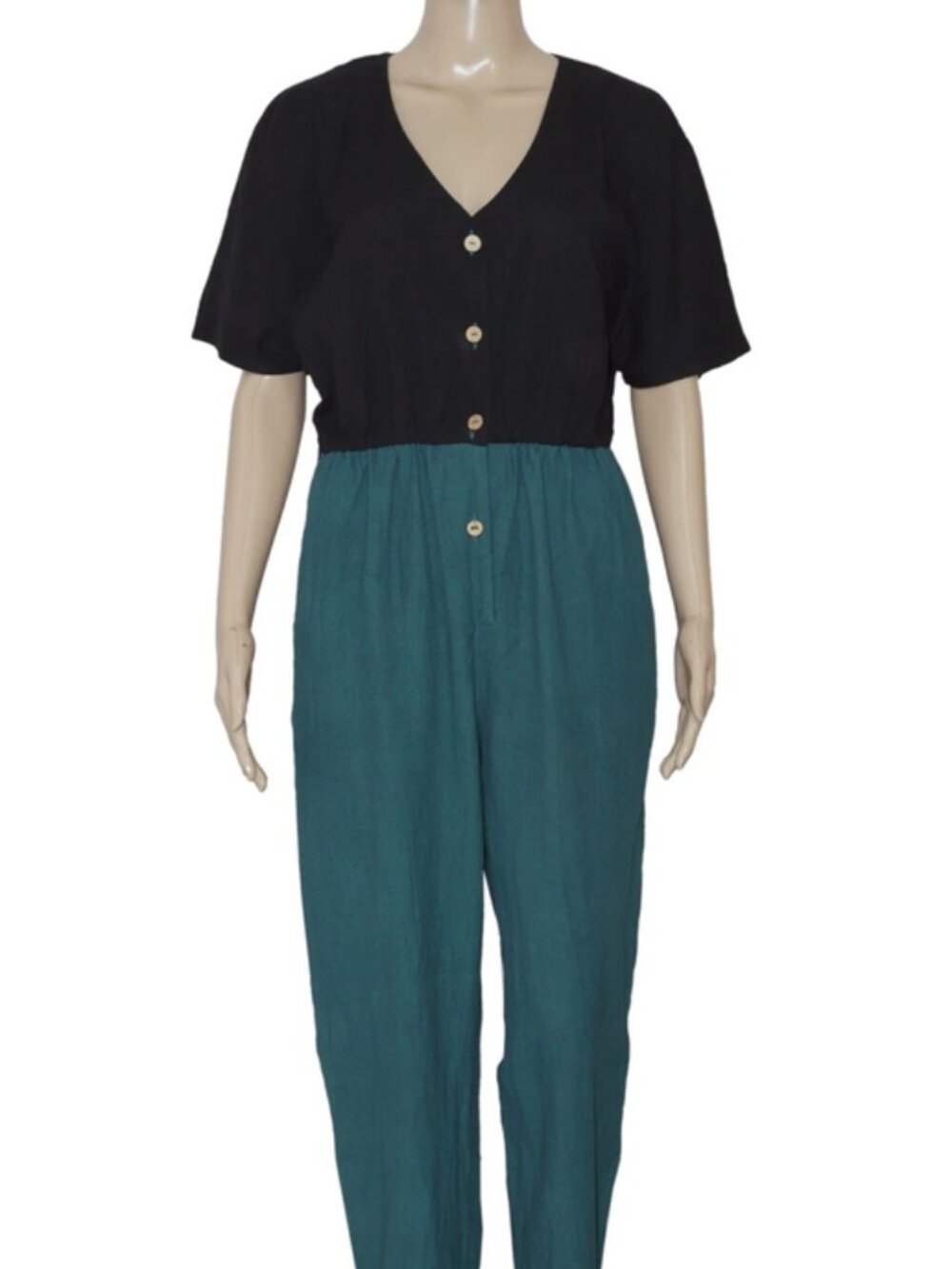 Free People Button Front Kimono Sleeve Straight Leg One Piece Jumpsuit S